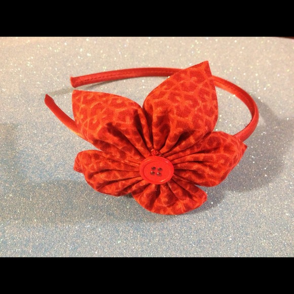 Red Deisgned Flower Headband