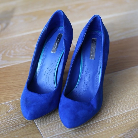 Zara Shoes - Zara Blue Suede Heels SZ 7.5