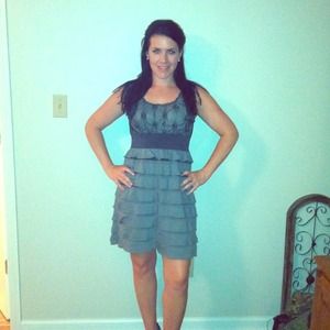 Black/gray dress with layered ruffles