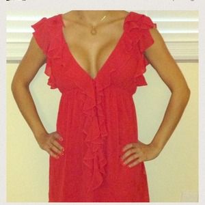 Super Cute Flowy Red Dress - short