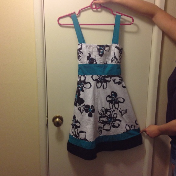 Cute black white and blue floral printed dress