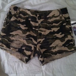 Ripped Camo Shorts