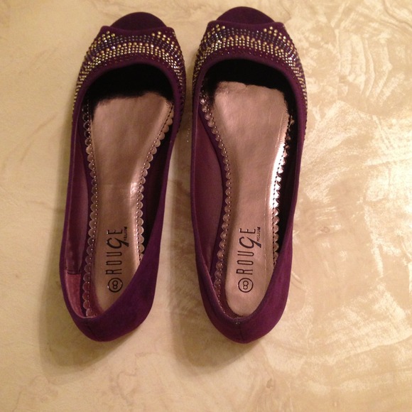 Purple studded open toe flats