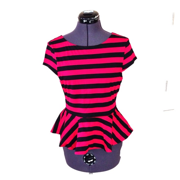 Bebe Striped Peplum Top