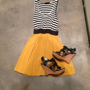 Sleeveless  striped top with solid skirt