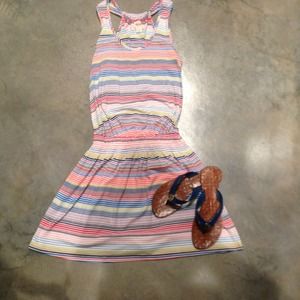 Multi colored striped sleeveless cotton dress