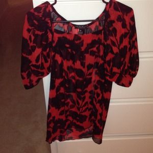 Red & Black Blouse.