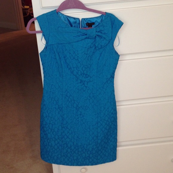 Fitted, Aqua, Cotton/Polyester Dress