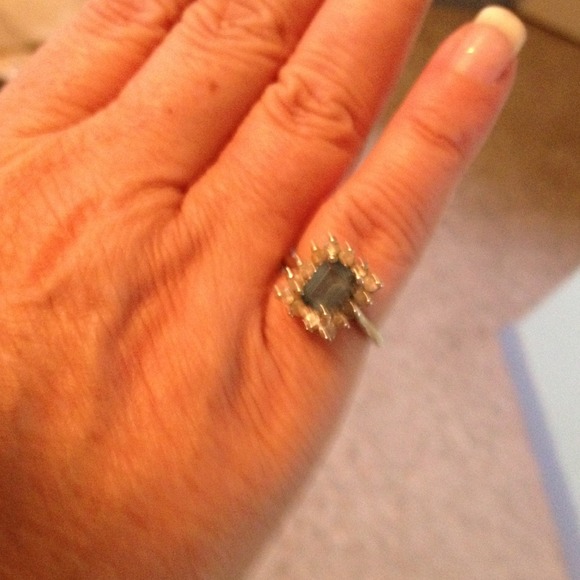 White and blue Topaz ring