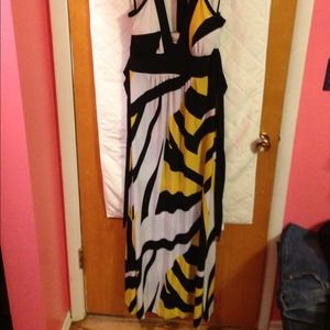 Black, white and yellow maxi dress