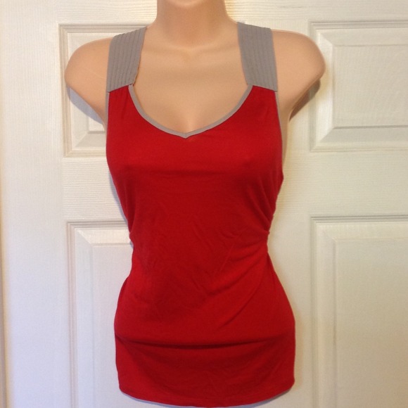 ***SOLD*** Lauren Conrad Red and taupe tank top