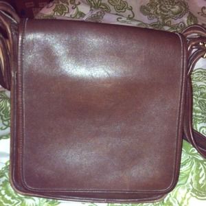 Coach leather messenger bag brown!!