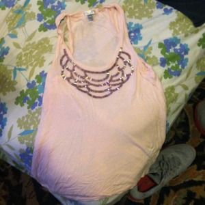 Beaded pink tank top