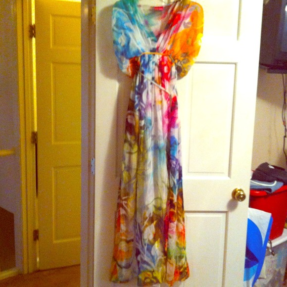 Silk sheer floral flowing summer dress