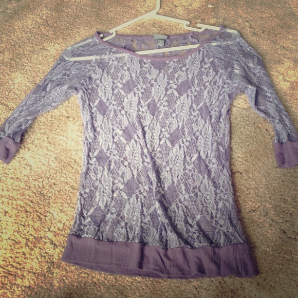SOLD Purple vintaged laced half sleeved shirt