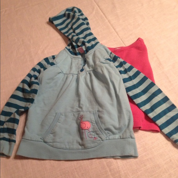 Girls 5T Green Hoodie and Pink Top