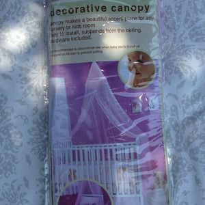 Decorative canopy for bed or crib