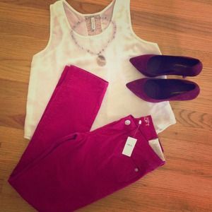 NWT LOFT magenta modern straight pants