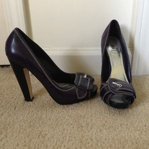 Bakers Purple buckle peeptoe pumps