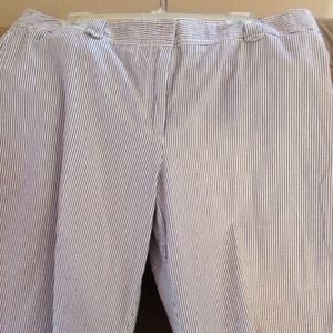 Blue & white seersucker pants.