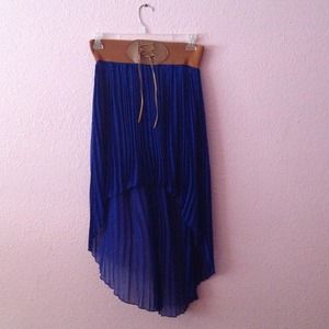 High low Pleated Style Skirt in Royal Blue