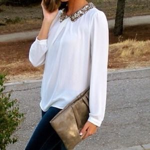 New sequined collar blouse