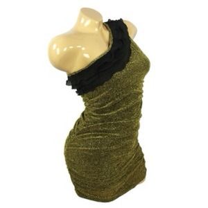 Sexy one shoulder off ( Gold black color )