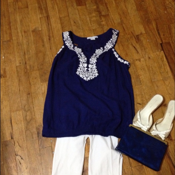 SOLD. Tank w/ white embroidery
