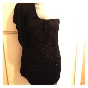 Black one sleeve top/mini dress