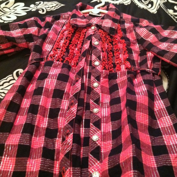 Pink and black plaid shirt