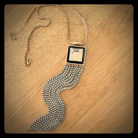 Gold and silver large gem pendant necklace