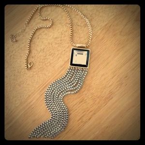 Gold and silver large gem pendant necklace