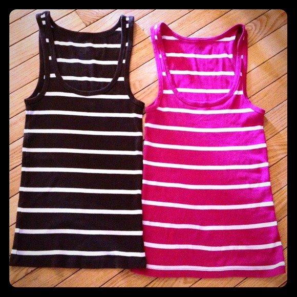 J. Crew favorite tank; brown/white & pink/white; M