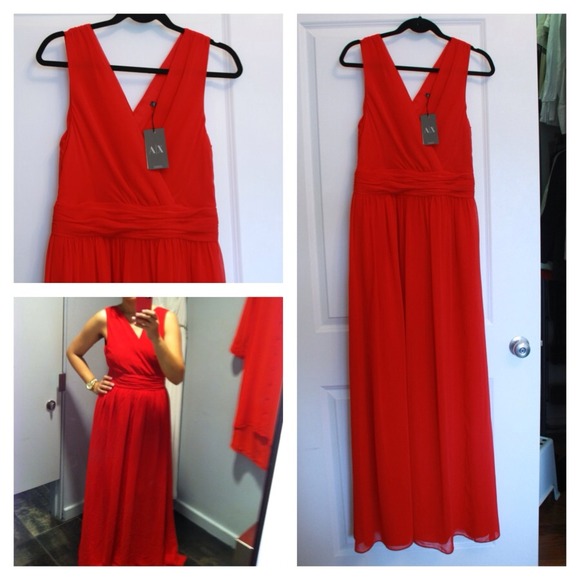 Gorgeous flowy red chiffon Armani dress