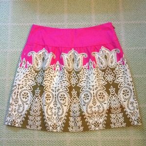 Tibi pink and green paisley skirt