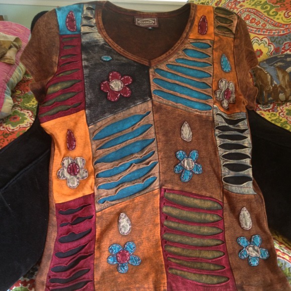 Tops - Colorful patchwork t-shirt/REDUCED
