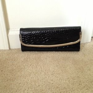 Black faux croc skin clutch/ wallet