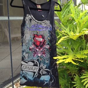 Ed Hardy Platinum Ribbed Tank