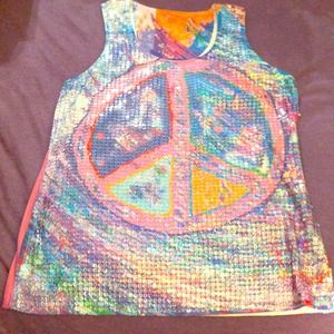 Sequined Peace Tank Top