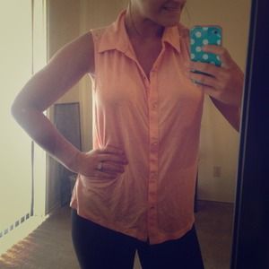 Peach and Gold button tank blouse
