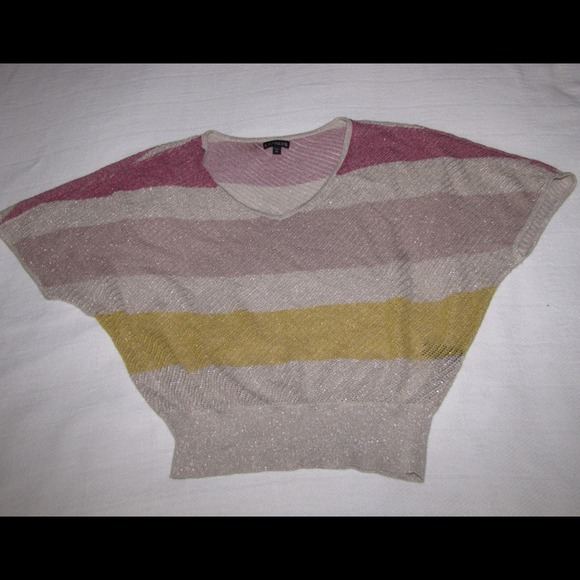 Express crop short sleeve knit sparkle top