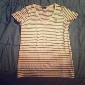 Ralph Lauren sport black and white striped vneck