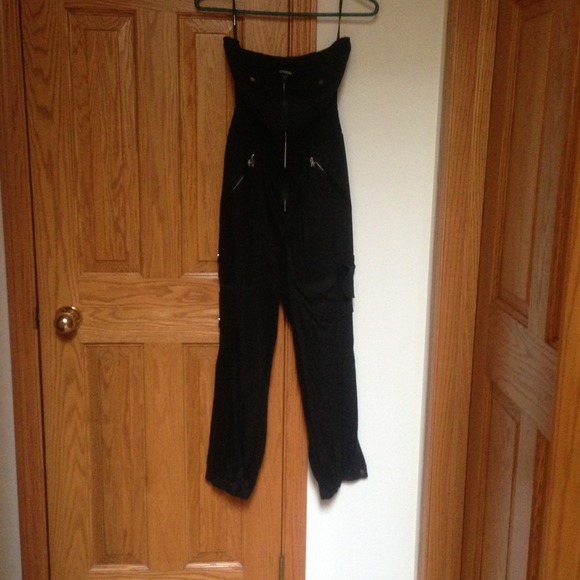 BEBE NEW One Piece Jump Suit Black  Gold Accents