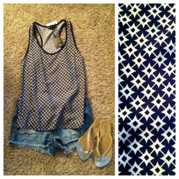 SOLD in bundle Navy Patterned Racerback Tank