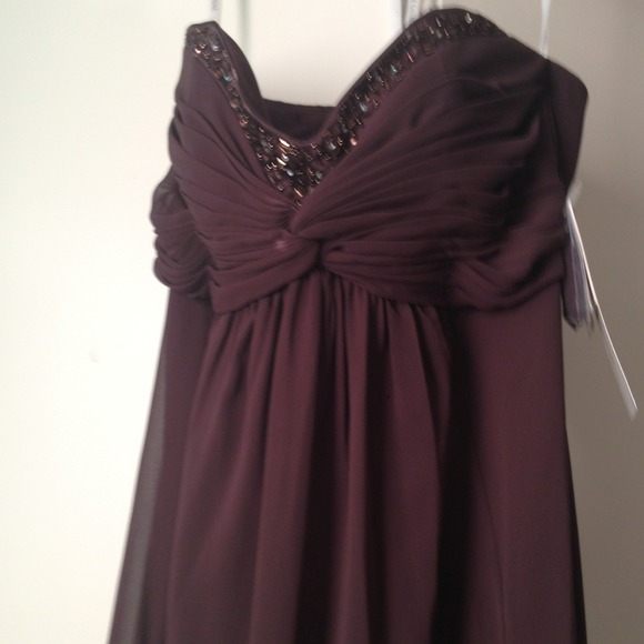 Never worn, Dark brown long silk chiffon dress - Picture 2 of 2