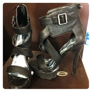 Bebe jolene black platform heels