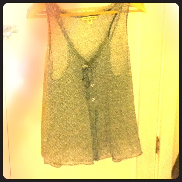 Sheer blue patterned American Eagle tank top