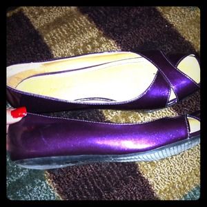 Purple peep toed flats