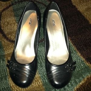 Cute black work wedges