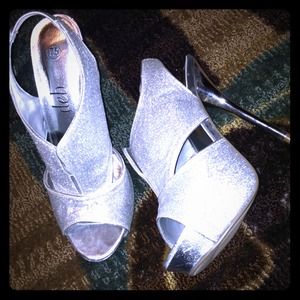 Silver sparkly heels
